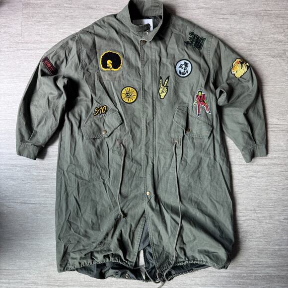 Daya by Zendaya Military Style Jacket Coat Womens S 2pac Lauryn Hill Patch MJ - Picture 1 of 9